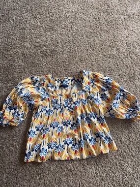 Rachel Rachel Roy linen blend multi color top size large